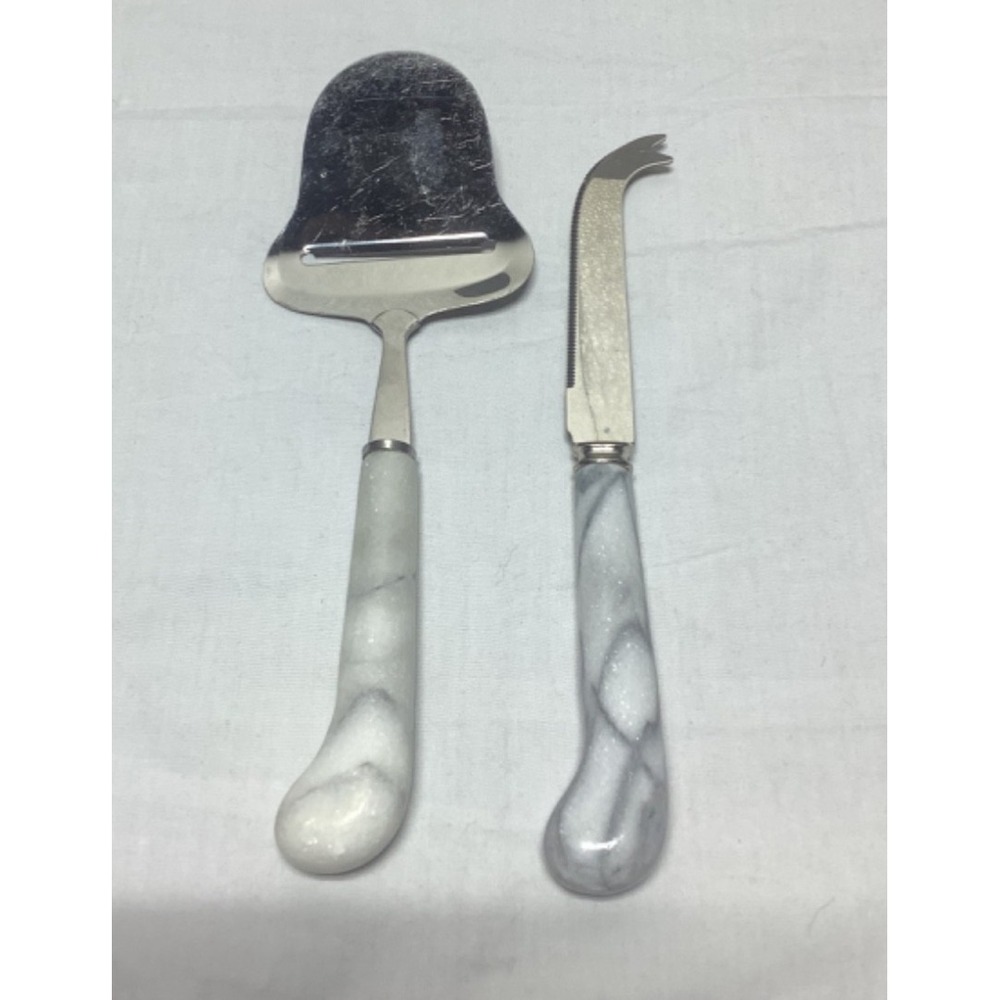 Sheffield Prill Cheese Serving Set Knife and Slicer Marble Handle